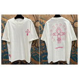 Ch hip-hop t shirts ch washed sanskrit horseshoe cross leather short-sleeved american casual loose couple high street