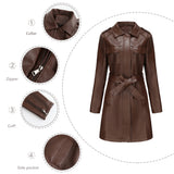 Red Leather Jacket Spring and Autumn Long Sleeve Leather Wind Coat