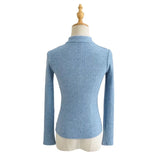 Women Sweater Knitwear Mandarin Collar Knitwear Spring Sexy Long Sleeve T-shirt