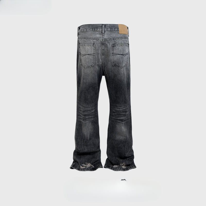 MIJKO Men's Vintage Pants MIJKO Washing Water Old Trousers Men's and Women's Small Pull Jeans Trend