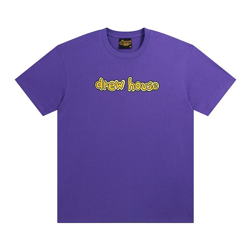 Drew house tshirt r d@ew rubber stripe letter graphic crew neck pullover short sleeve wholesale single piece