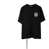 Ch hip-hop t shirts ch short-sleeved heavy industry hollow embroider short-sleeved distressed round neck t-shirt american high street