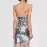Women Dresses Sequined Suspender Tight Ultra-Short Dress Artpa Pair Skirt (Ont0408)