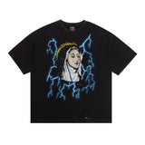 saint m t shirts s.m. tear-stain lightning pattern crewneck pullover short sleeve t-shirt