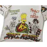 Hip-hop t-shirts: american kanye-style trendy high street graffiti print short sleeve couple's loose-fit cartoon tee