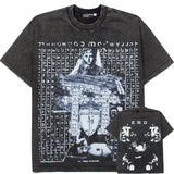 Hip-hop t shirts american high street temple cross messenger washed distressed retroloose short-sleeved t-shirt trendy tee