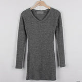 Women Dresses Gray V-neck Dress Skirt