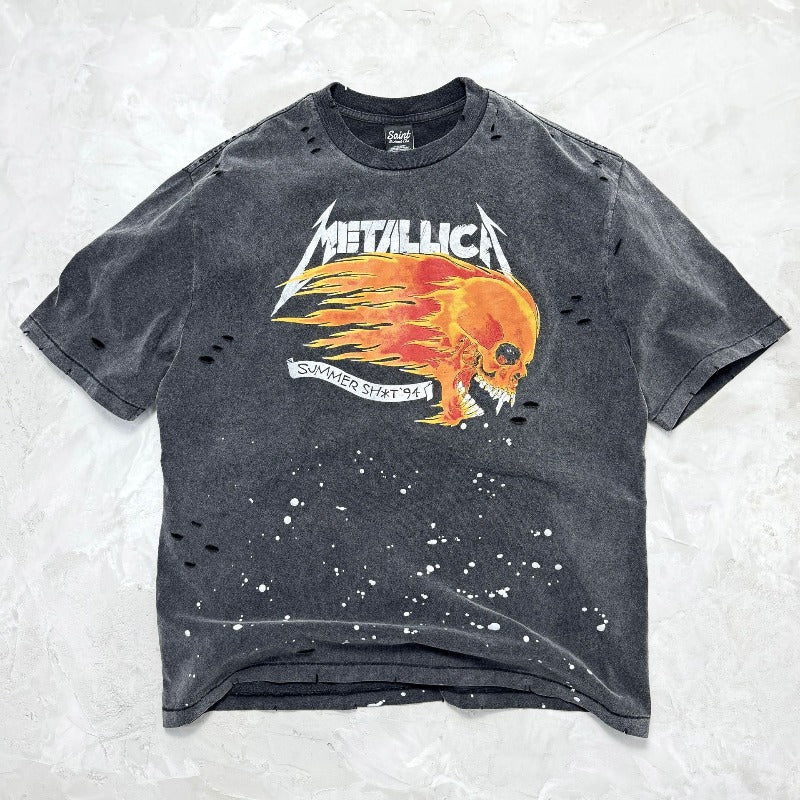 saint m t shirts s.m. flaming skull limited edition graphic crewneck t-shirt