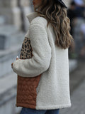 Women Trench Coat Casual Plush Women's Long Sleeve Loose round Neck Stitching Zipper Animal Pattern Double-Sided Fleece Jacket