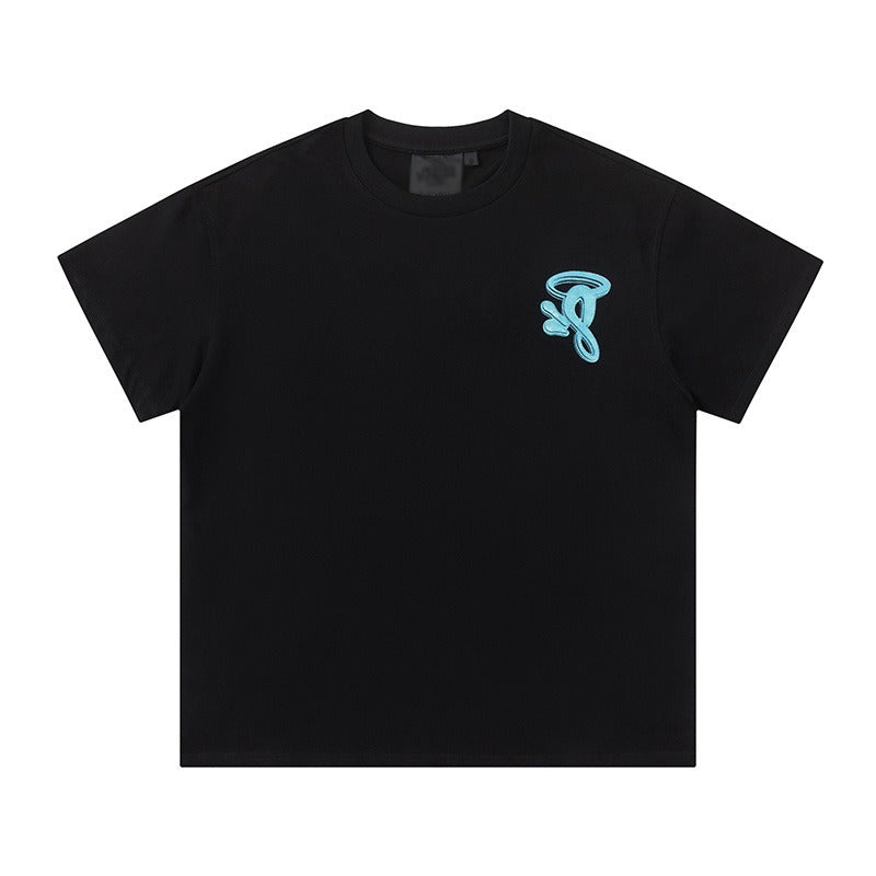Hip-hop t-shirts: american high street style, short sleeve, letter print, loose fit, casual, sporty crew neck tee - trendy