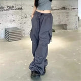 Women Sweatpants Retro Loose Trousers Three-Dimensional Pocket Overalls