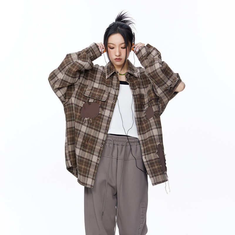 Unisex Jacket Autumn Polo Style Plaid Shirt