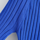 Women Sweater Knitwear Spring and Autumn Klein Blue Ice Silk V-neck Sweater