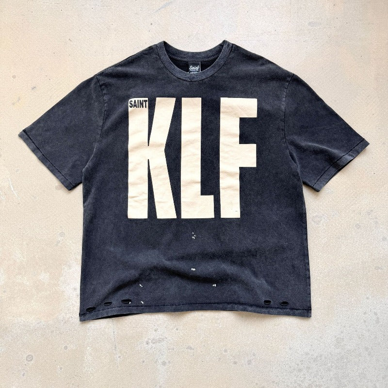 saint m t shirts s.m collaboration letter print graphic washed vintage pullover crew neck short sleeve tee