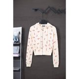 American ashley williams cartoon doll all-over print hooded sweatshirt zipper cardigan hot girl high waistoutwear