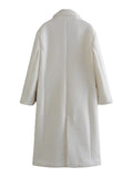 Women Woolen Coat Autumn and Winter Solid Color Suit Collar Mid-Length Double Breasted Woolen Coat