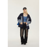 Unisex Jacket Retro Patchwork Contrast Color Shell Jacket Baggy Casual Jacket