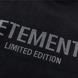 Vetements Hoodie VTM Washed and Worn Joint-Name Rhinestone Letter Loose Hooded Hoodie