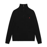 Rl ralph lauren pony fall/winter zip-up turtleneck top - couple's casual loose knit wool sweater - warm women's