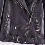 Women Leather Jacket Slim-Fitting Biker Pu Jacket Coat