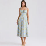 Women Dresses Spring Floral Skirt Vacation Style Suspender Dress (Lbk0409)