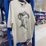 saint m t shirts s.m sketch figure graphic crew neck pullover short sleeve top