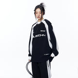 Unisex Hoodie Fall Locomotive Style Patchwork Sweater