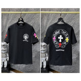 Ch hip-hop t shirts american chcolorful cross leather sanskrit horseshoe short sleeves loosecasualeasiest for match