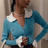 Women Knit Top Elegant Knitted Cardigan Single-Breasted Sweater