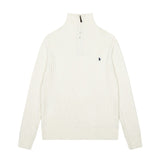 Rl ralph lauren pony fall/winter zip-up turtleneck top - couple's casual loose knit wool sweater - warm women's
