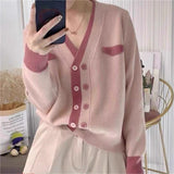 Women Knitwear Autumn Double Breasted Sweater Loose Knitted Cardigan