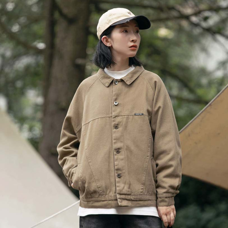 Unisex Shirts Autumn Chest Deer Leather Tag Jacket
