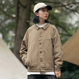 Unisex Shirts Autumn Chest Deer Leather Tag Jacket