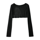 Women Sweater Knitwear Spring round Neck Irregular Smock Top Short-Sleeved T-shirt