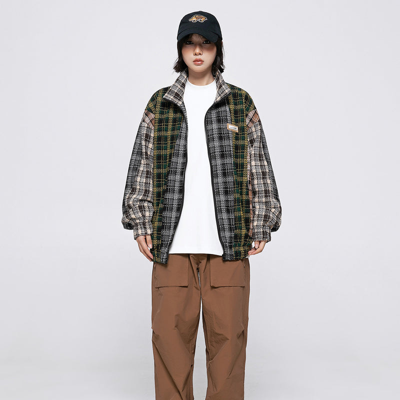 Unisex Jacket Autumn Plaid Retro Coat