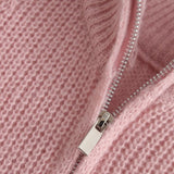 Women Sweater Knitwear Stand Collar Woolen Skirt Winter Loose Lapels Leisure Dress
