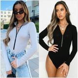 Women Jumpsuit Autumn and Winter Long Sleeve T-shirt Stand-up Collar Slim Fit Jumpsuit
