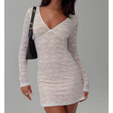 Women Dresses Summer V-neck Lace Dress Slim Fit Sexy Skirt (Xds0414)