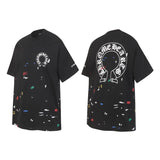 Ch hip-hop t shirts new ch short-sleeved gradient horseshoe hot diamond printing loosecasualpure cotton american heavy weight short-sleeved