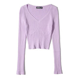 Women Sweater Knitwear Autumn Leisure V-neck Slim Fit Sweater Sweater
