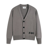 Amiloose high weight v neckknittingoutwearcasualfall and winter couple single breasted button cardigan woolen jacket