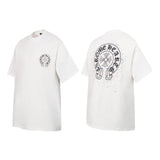 Ch hip-hop t shirts ssch round neck horseshoe splash ink sanskrit letter printing short-sleeved t-shirt high street