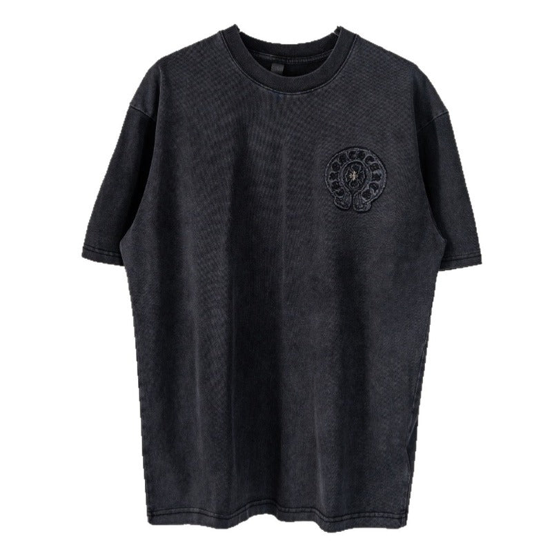 Ch hip-hop t shirts summerchstereo leather embroider american high street couple casualeasiest for matchheavy industry