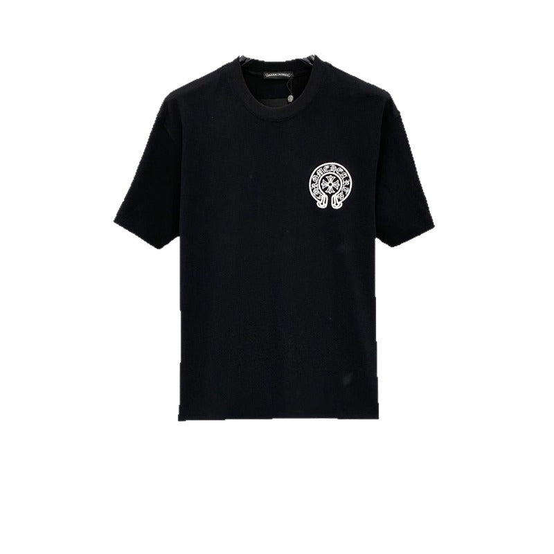 Ch hip-hop t shirts ch cro correct version summerbest selling cross sanskrit horseshoe front and rear patch embroider short-sleeved t-shirt