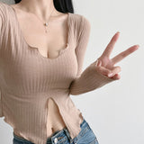 Women Sweater Knitwear V-neck Thin Bottoming Shirt Fall Sexy Long Sleeve T-shirt