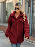 Women Trench Coat Fall and Winter Lapels Long Sleeve Loose Breasted Plush Jacket