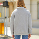 Women Trench Coat Autumn and Winter Long Sleeve Cardigan Zipper Plush Stitching Women's Coat