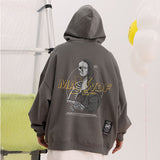 Men Hoodie Skull Print Terry Hooded Sweater