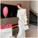 Women Maxi Dress Spring and Autumn Knitted Dress and Coat