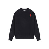 Ami araunrif little heart autumn/winter knit wool sweater - embroidered high-gauge crewneck for couples & wedding photos